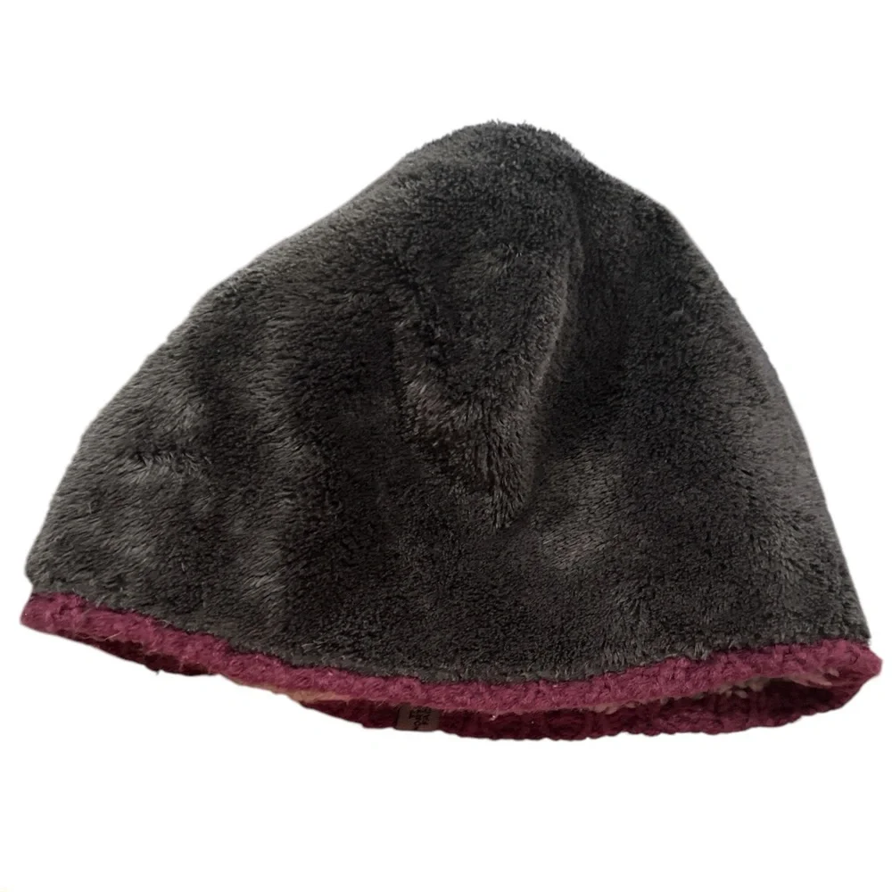 THE NORTH FACE MULTICOLORED WHITE PINK REVERSIBLE KNIT FLEECE HAT